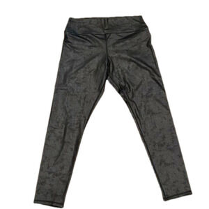 Dex L lightweight black faux leather slim  fit leggings with a hint of pattern